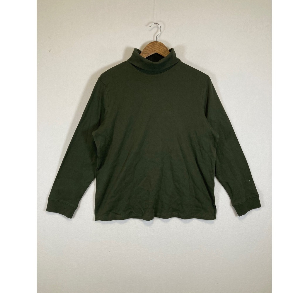 Hasting & Smith Turtleneck Top Women 1X Olive Green Long Sleeve Cotton Blend